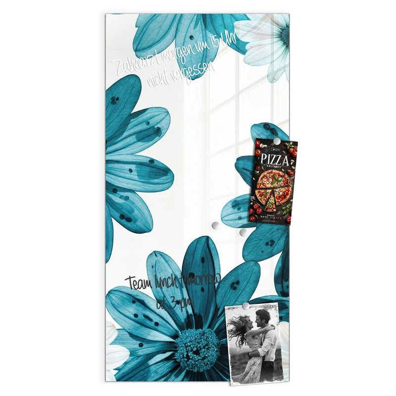 Magnettafel - Blaues Blumenmuster