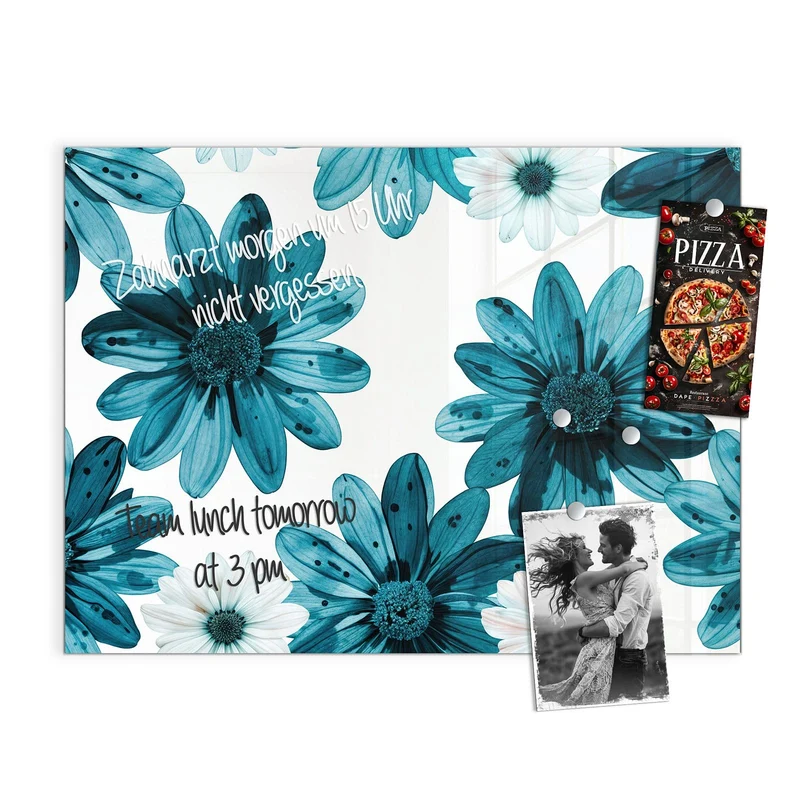 Magnettafel - Blaues Blumenmuster