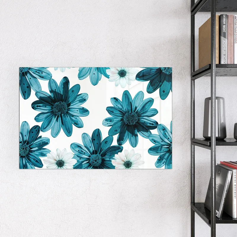 Magnettafel - Blaues Blumenmuster