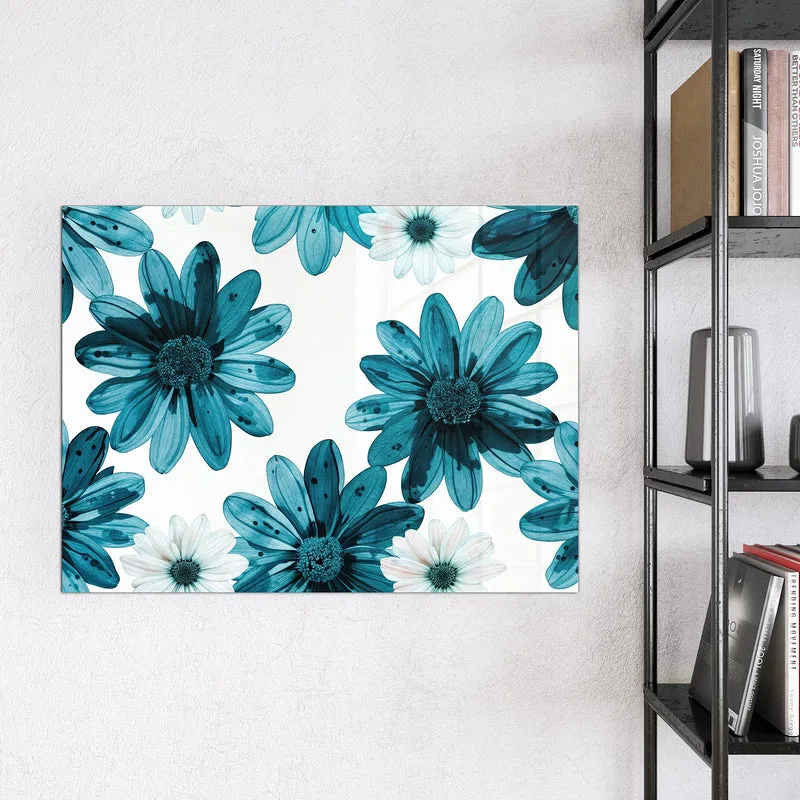 Magnettafel - Blaues Blumenmuster