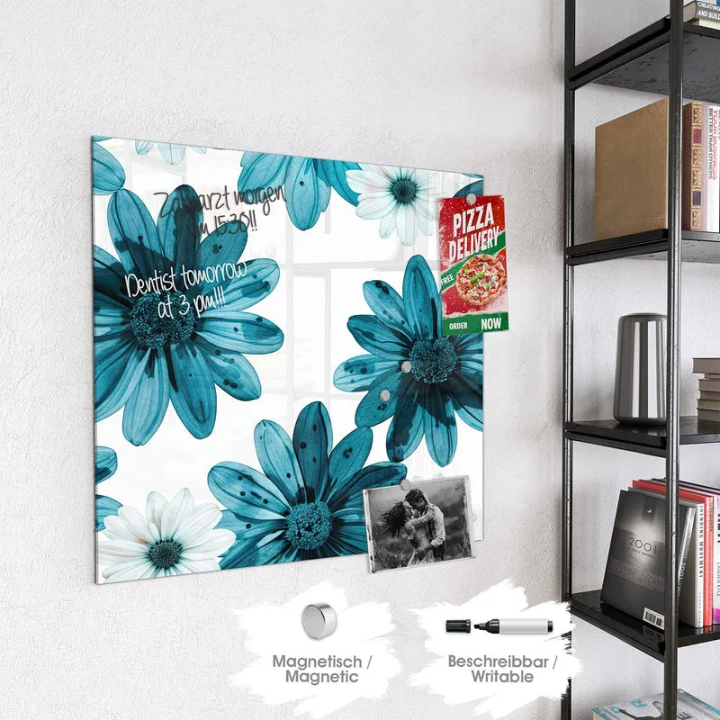 Magnettafel - Blaues Blumenmuster