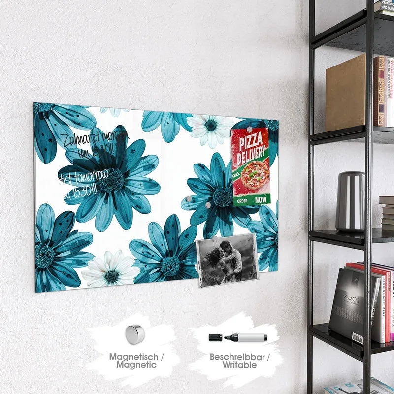 Magnettafel - Blaues Blumenmuster