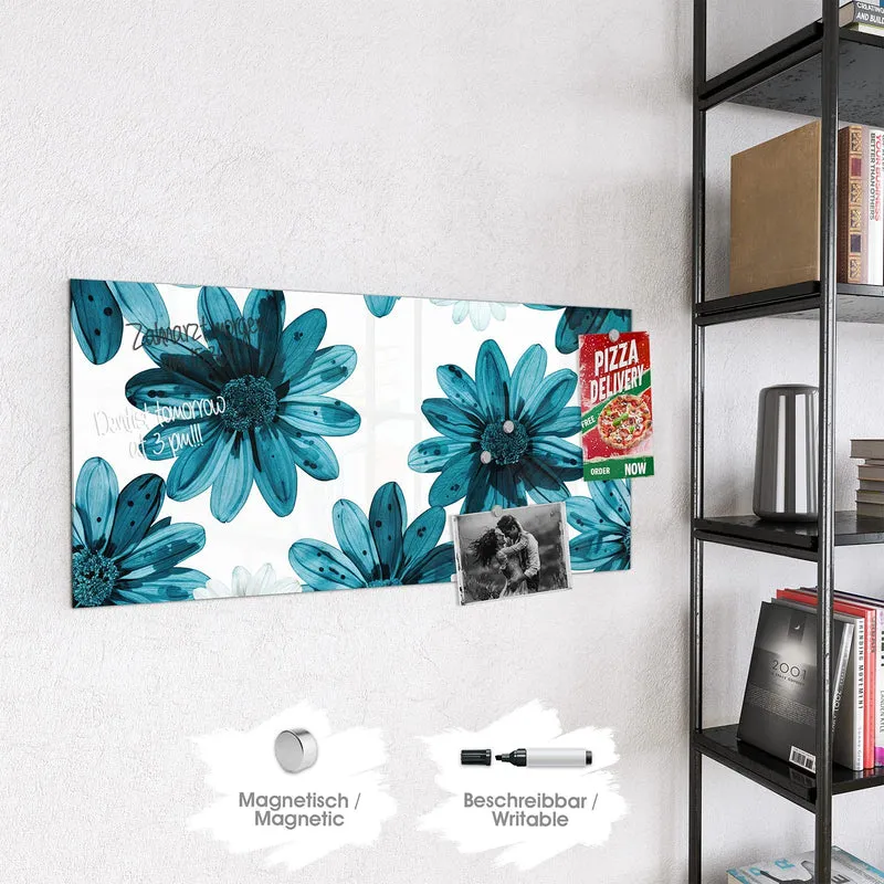 Magnettafel - Blaues Blumenmuster