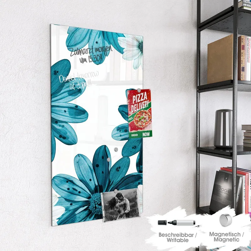 Magnettafel - Blaues Blumenmuster
