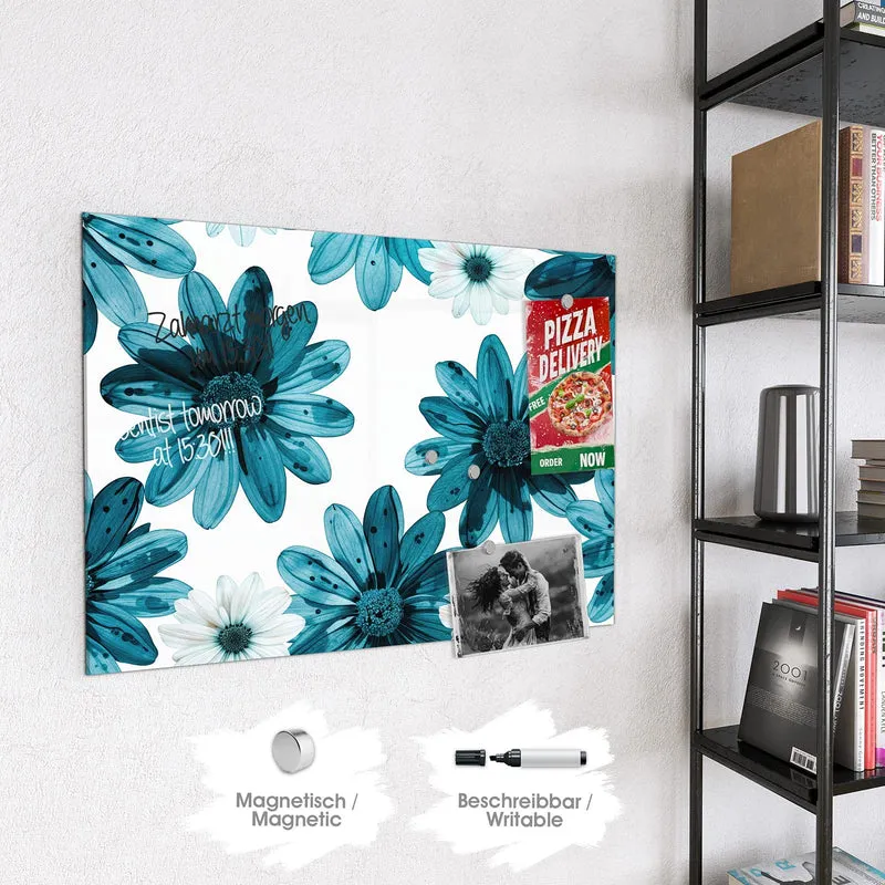 Magnettafel - Blaues Blumenmuster
