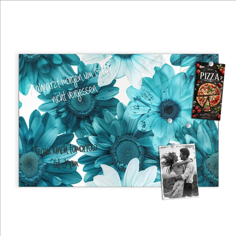 Magnettafel - Türkisblaue Blüten