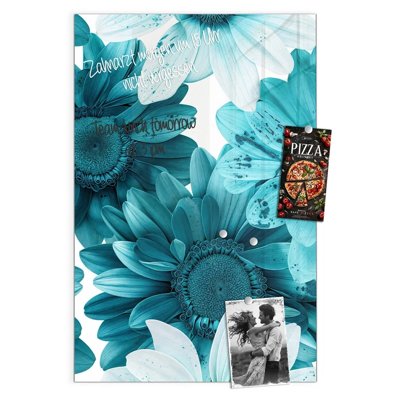Magnettafel - Türkisblaue Blüten