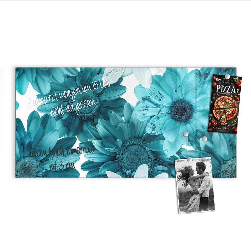 Magnettafel - Türkisblaue Blüten