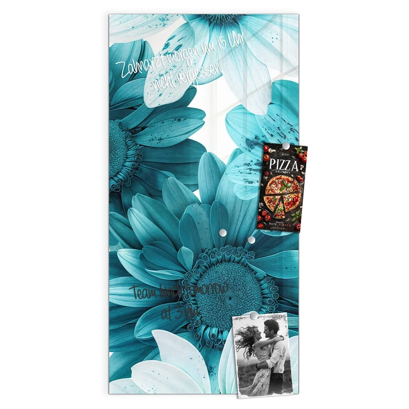 Magnettafel - Türkisblaue Blüten