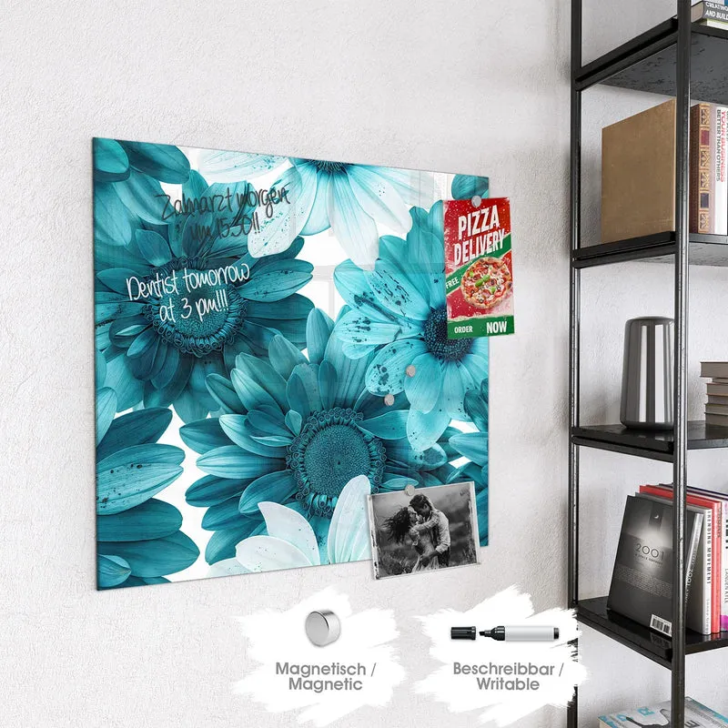Magnettafel - Türkisblaue Blüten