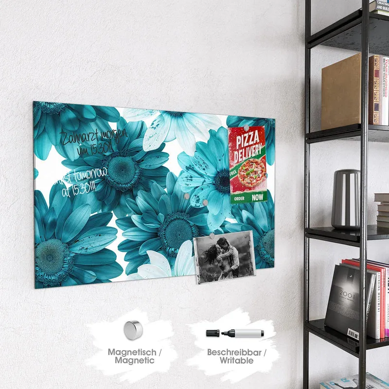 Magnettafel - Türkisblaue Blüten