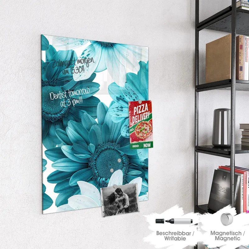 Magnettafel - Türkisblaue Blüten