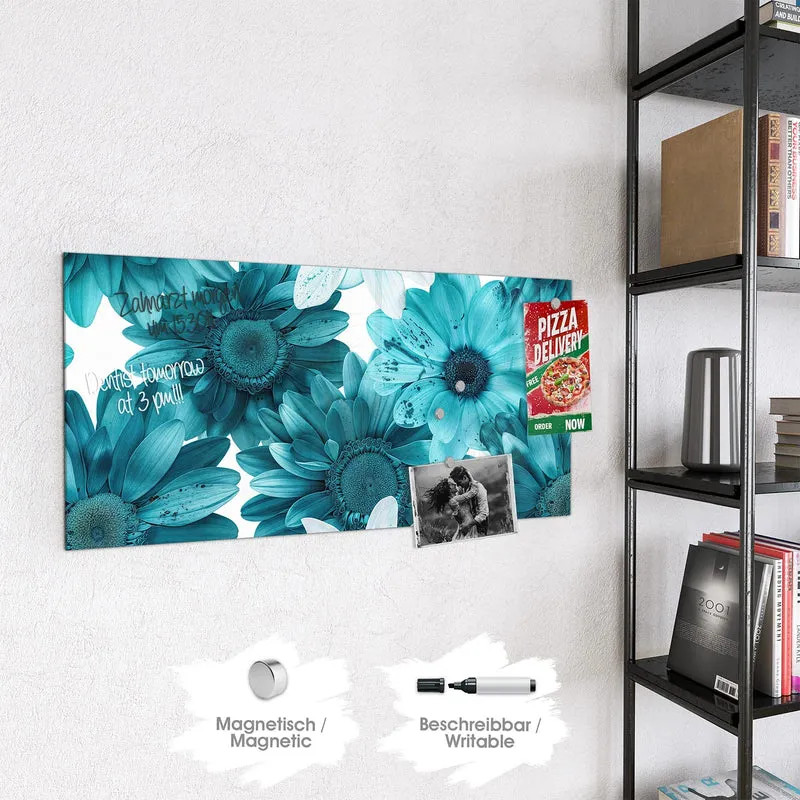 Magnettafel - Türkisblaue Blüten