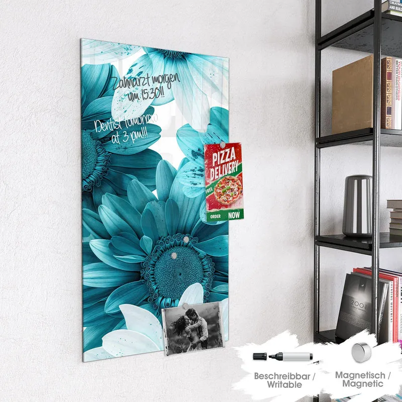 Magnettafel - Türkisblaue Blüten