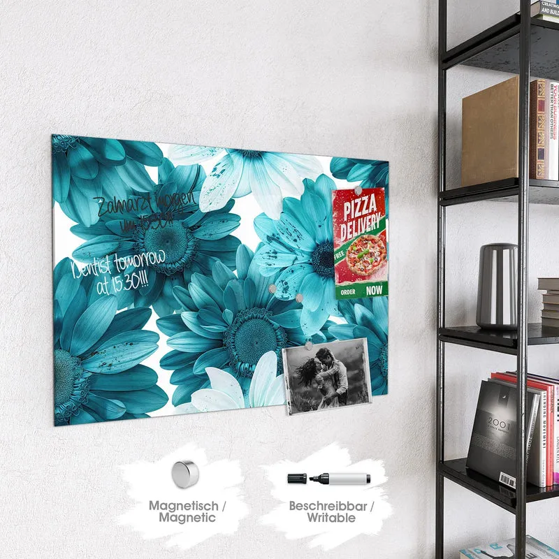 Magnettafel - Türkisblaue Blüten