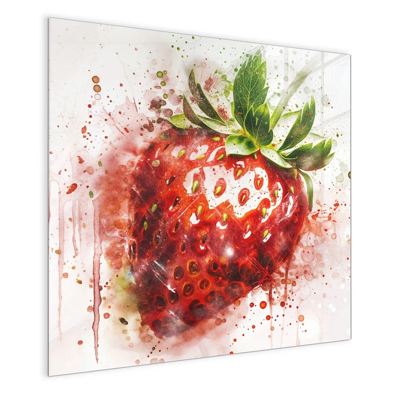 Magnettafel - Erdbeere in Aquarell
