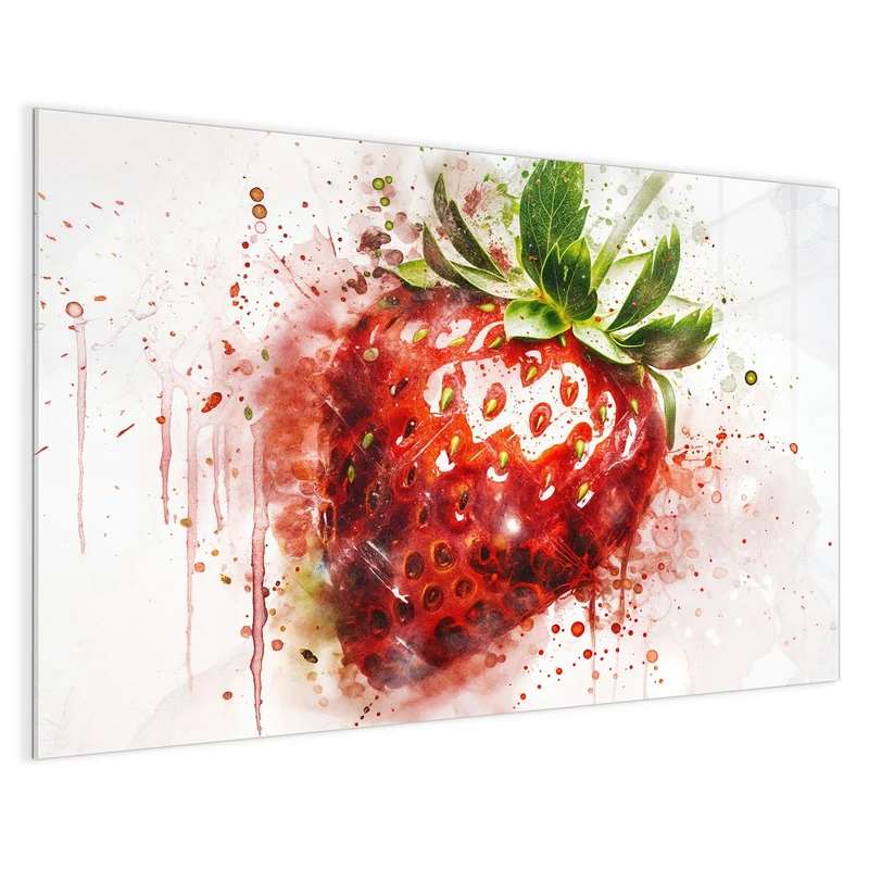 Magnettafel - Erdbeere in Aquarell