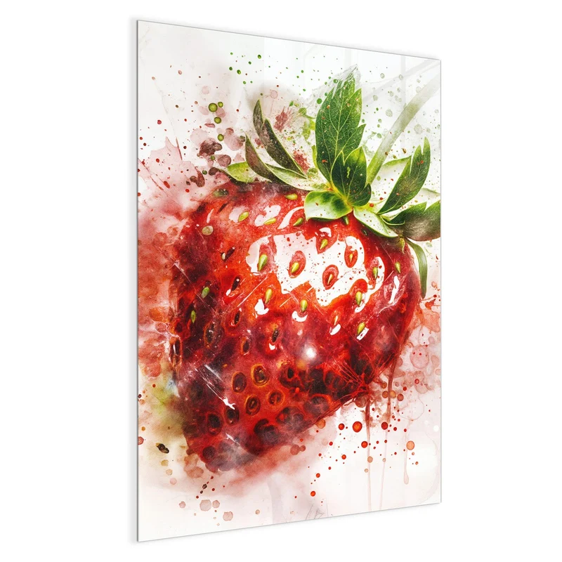 Magnettafel - Erdbeere in Aquarell