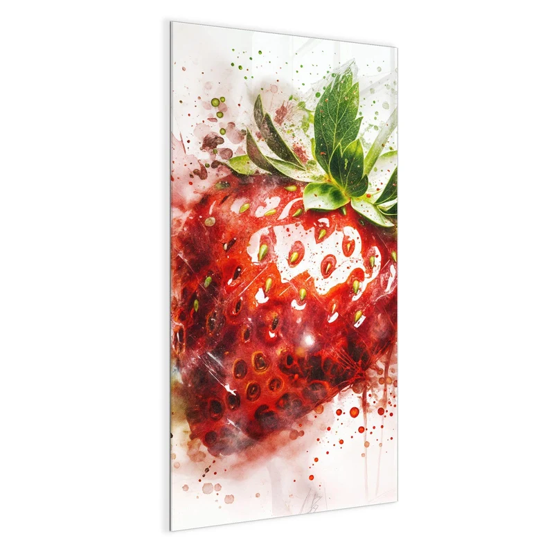 Magnettafel - Erdbeere in Aquarell
