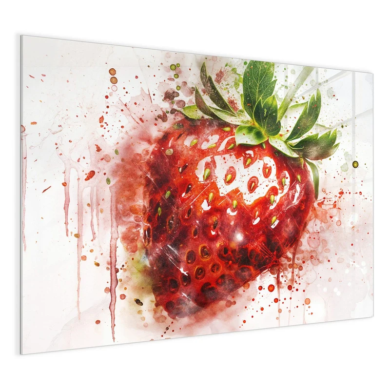 Magnettafel - Erdbeere in Aquarell