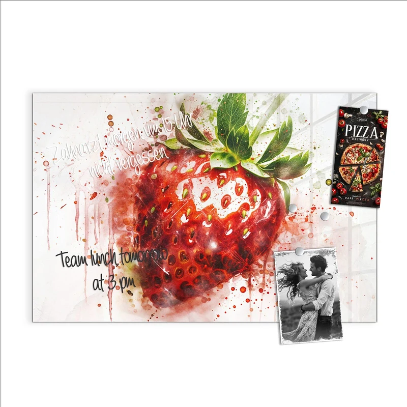 Magnettafel - Erdbeere in Aquarell