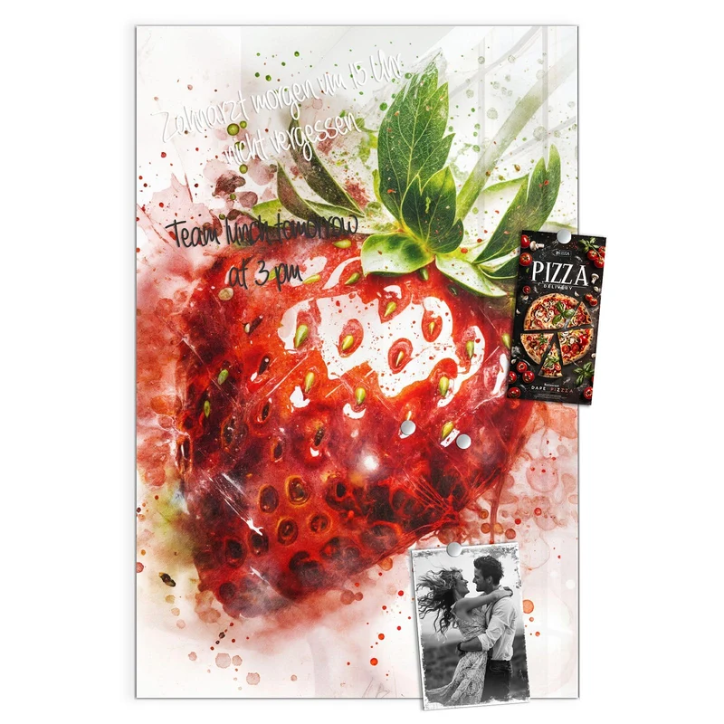 Magnettafel - Erdbeere in Aquarell