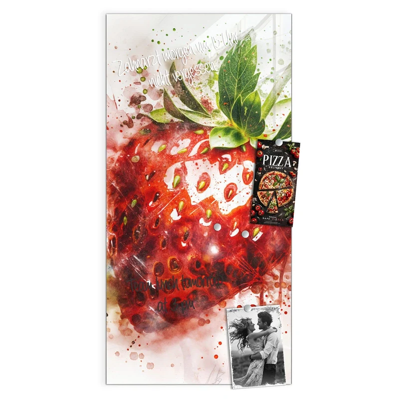 Magnettafel - Erdbeere in Aquarell