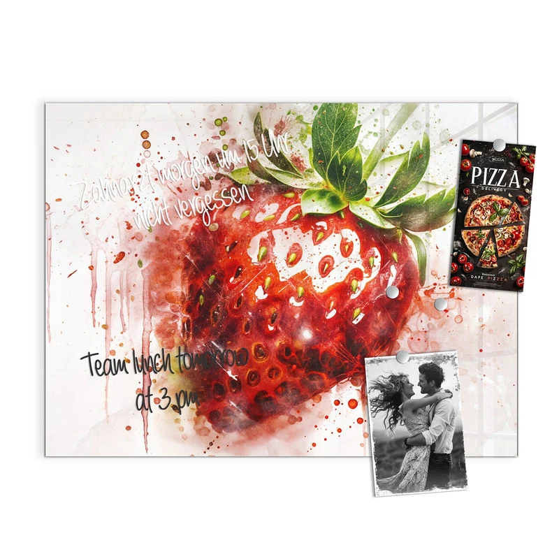 Magnettafel - Erdbeere in Aquarell