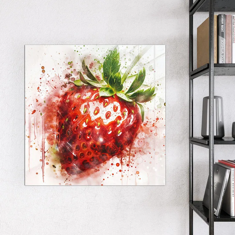 Magnettafel - Erdbeere in Aquarell