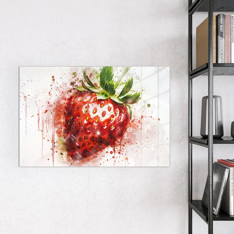 Magnettafel - Erdbeere in Aquarell