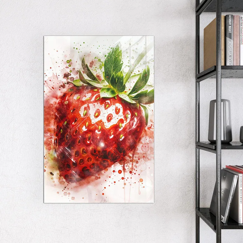Magnettafel - Erdbeere in Aquarell