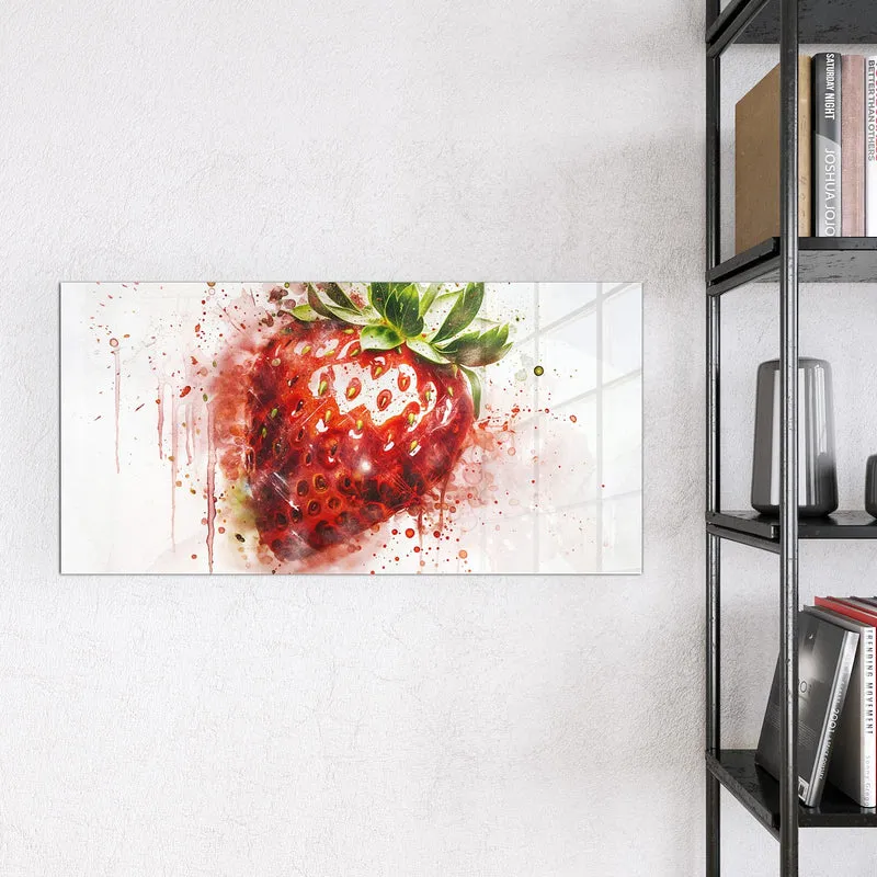 Magnettafel - Erdbeere in Aquarell