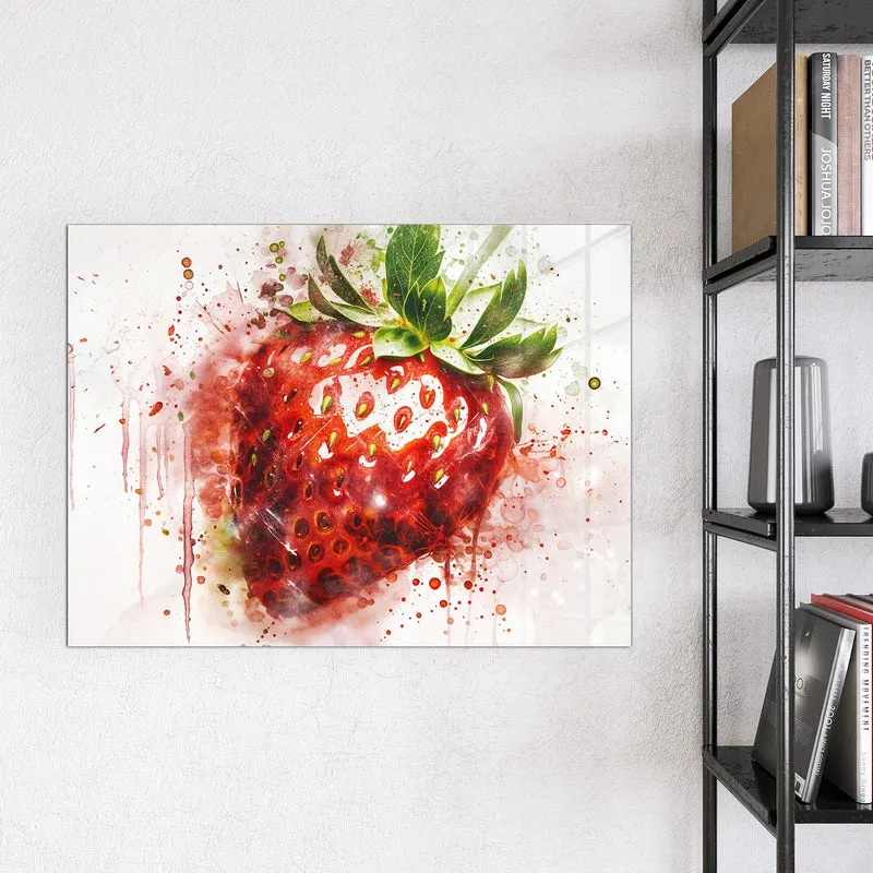 Magnettafel - Erdbeere in Aquarell