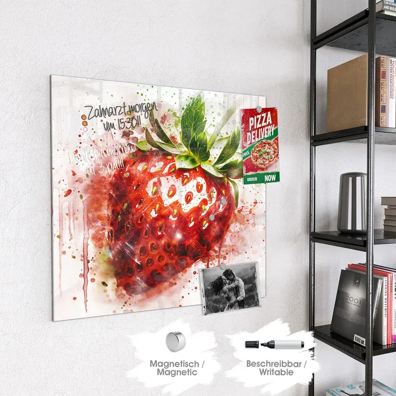 Magnettafel - Erdbeere in Aquarell