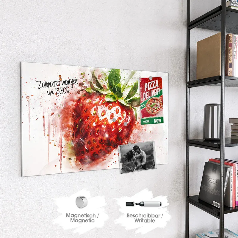 Magnettafel - Erdbeere in Aquarell