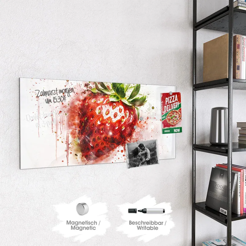 Magnettafel - Erdbeere in Aquarell