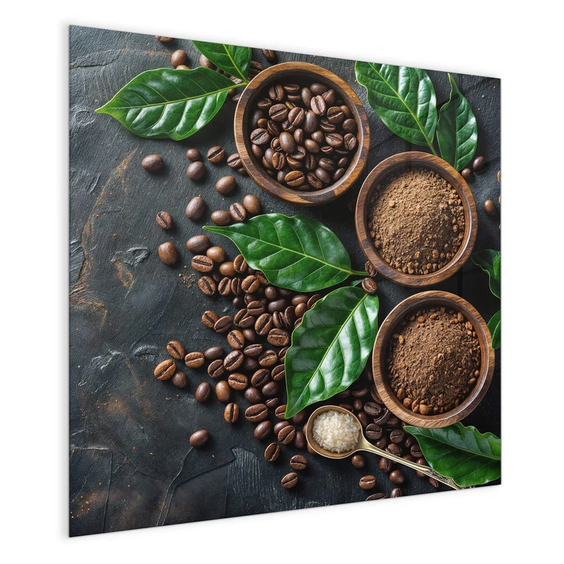 Magnettafel - Kaffeebohnen und Blätter