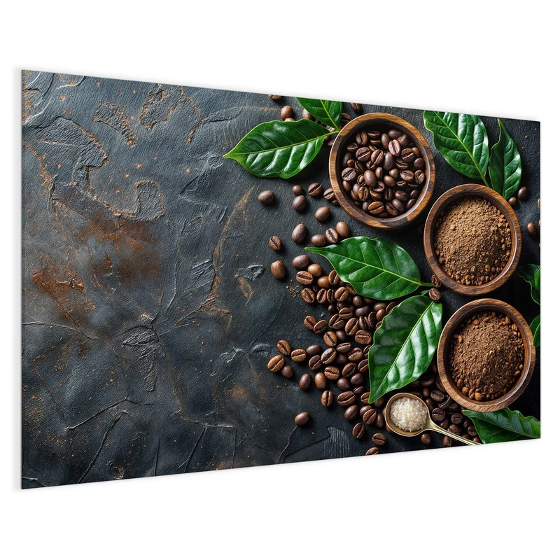 Magnettafel - Kaffeebohnen und Blätter