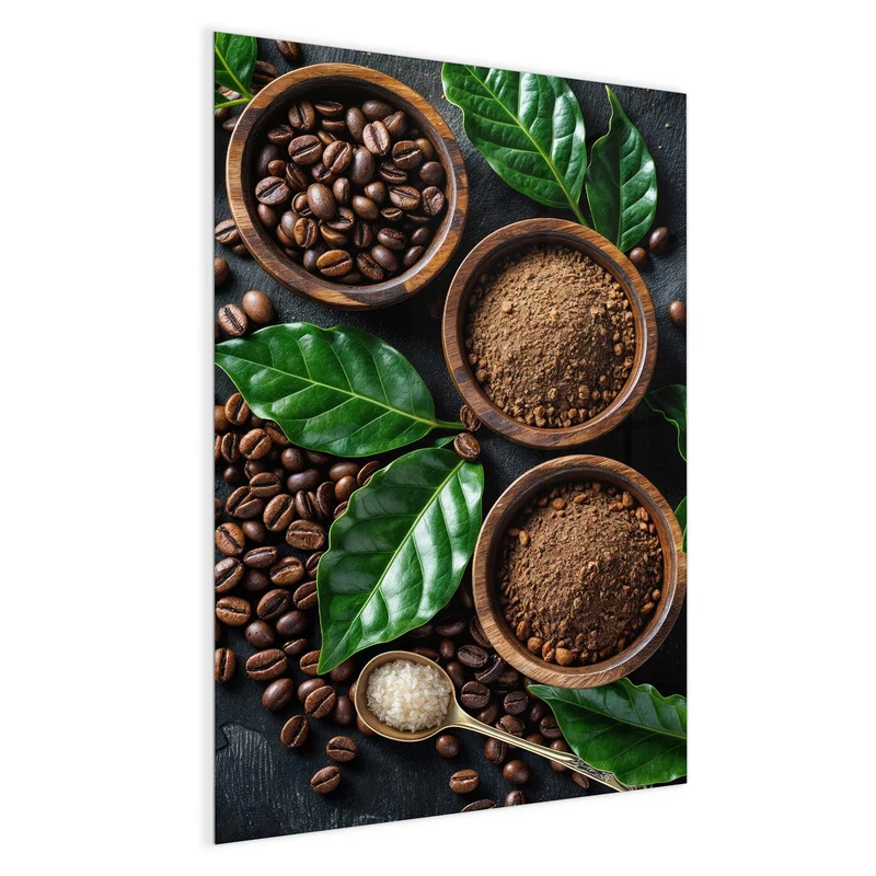 Magnettafel - Kaffeebohnen und Blätter