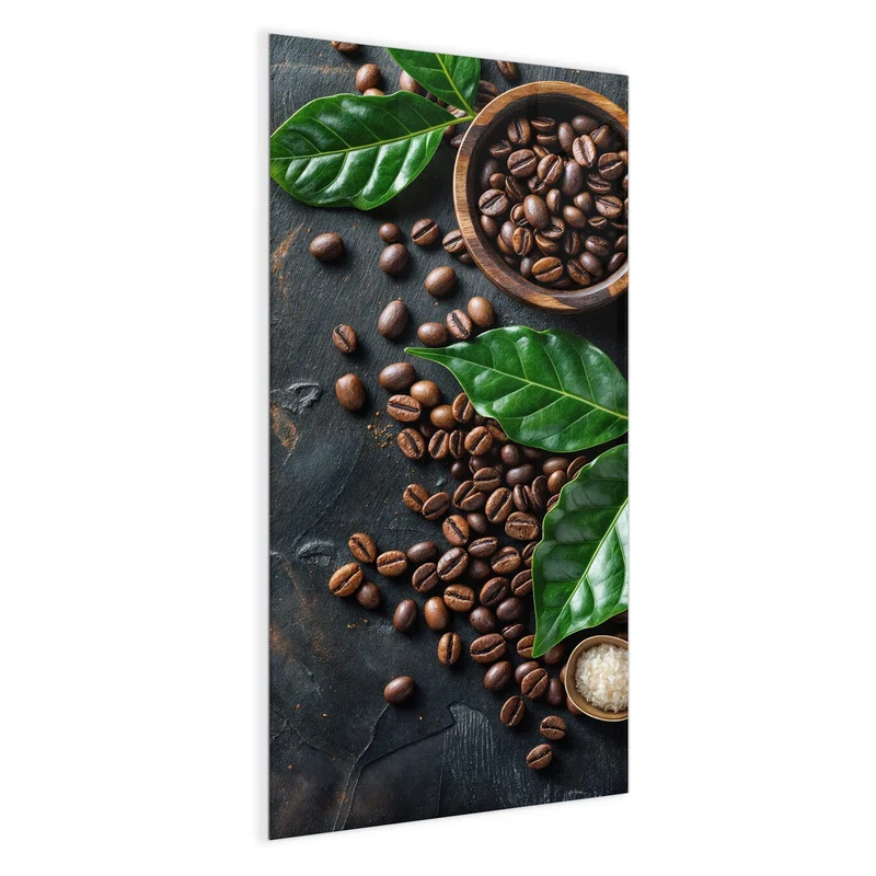 Magnettafel - Kaffeebohnen und Blätter