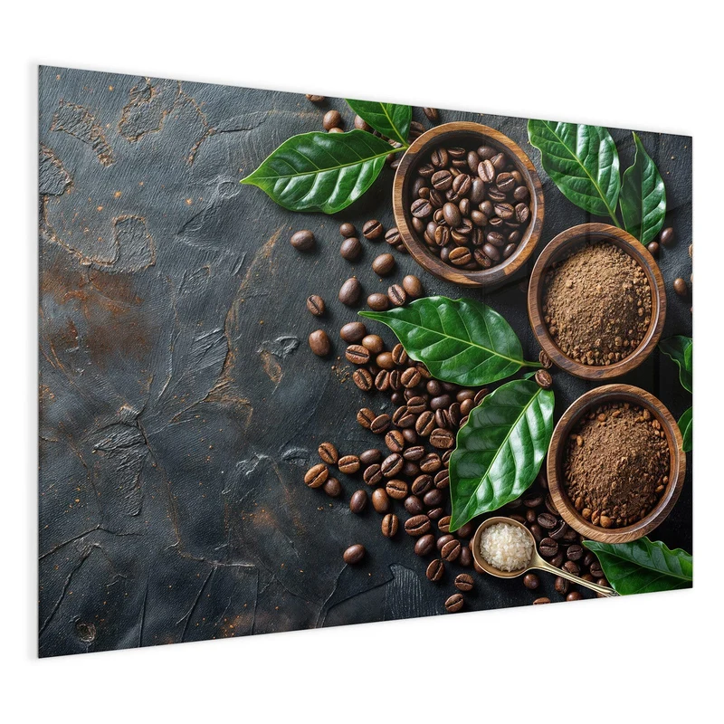 Magnettafel - Kaffeebohnen und Blätter