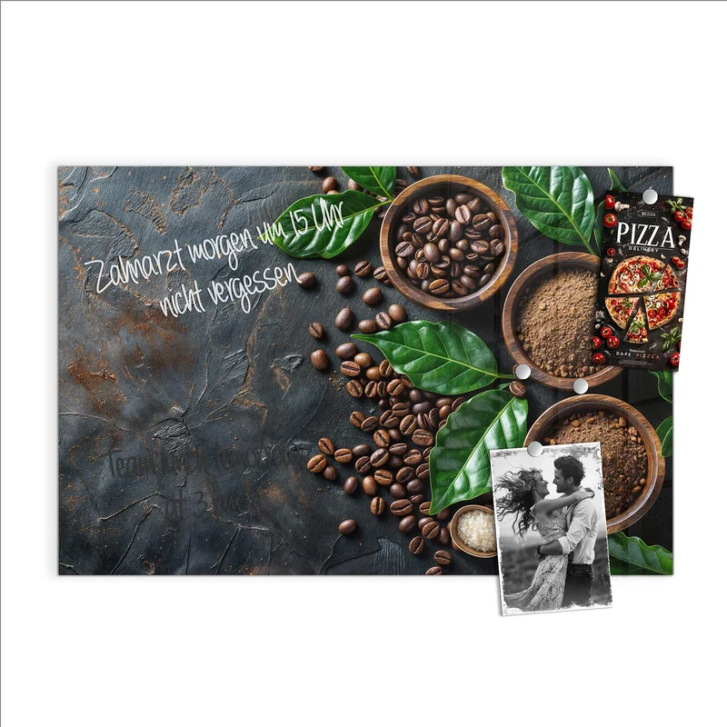 Magnettafel - Kaffeebohnen und Blätter