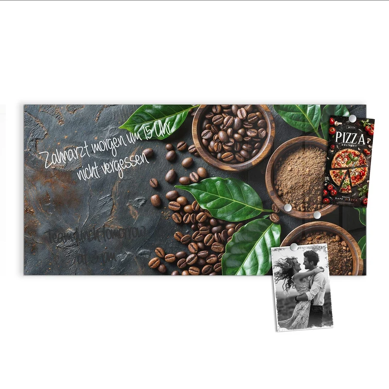 Magnettafel - Kaffeebohnen und Blätter