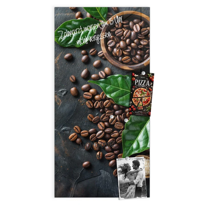 Magnettafel - Kaffeebohnen und Blätter