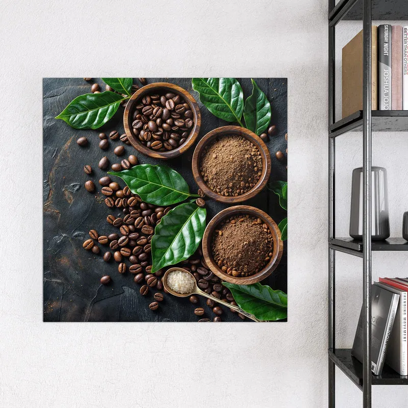 Magnettafel - Kaffeebohnen und Blätter