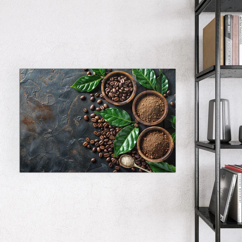 Magnettafel - Kaffeebohnen und Blätter