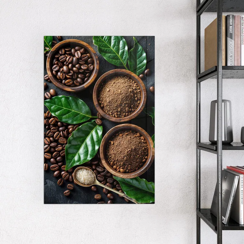 Magnettafel - Kaffeebohnen und Blätter