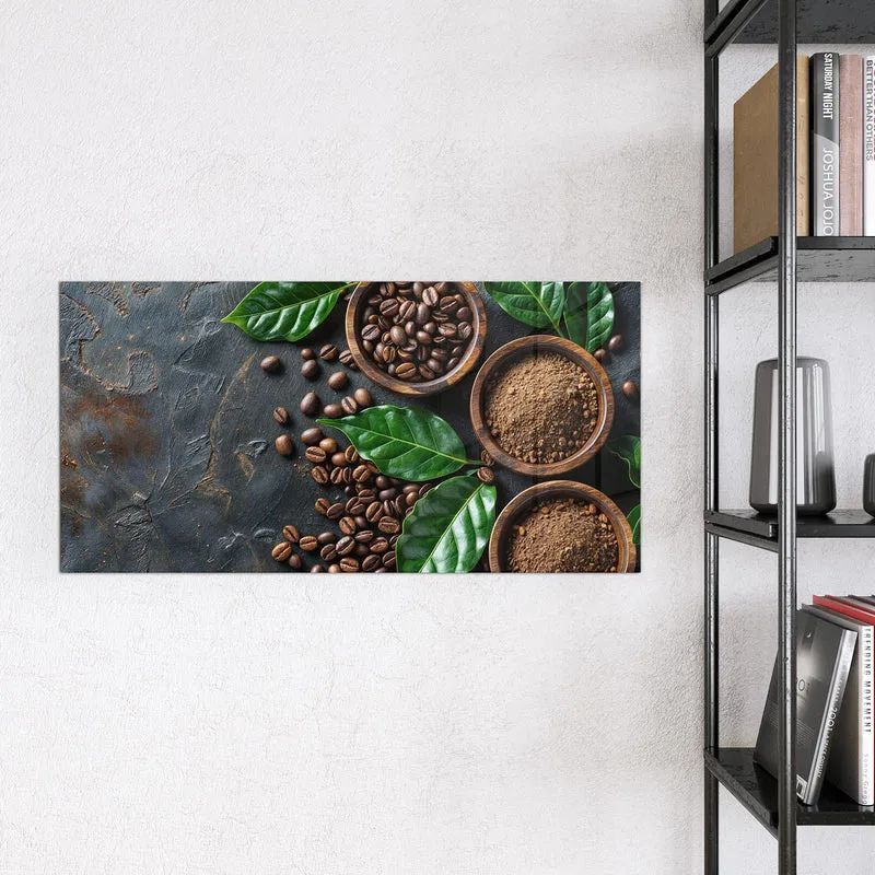 Magnettafel - Kaffeebohnen und Blätter