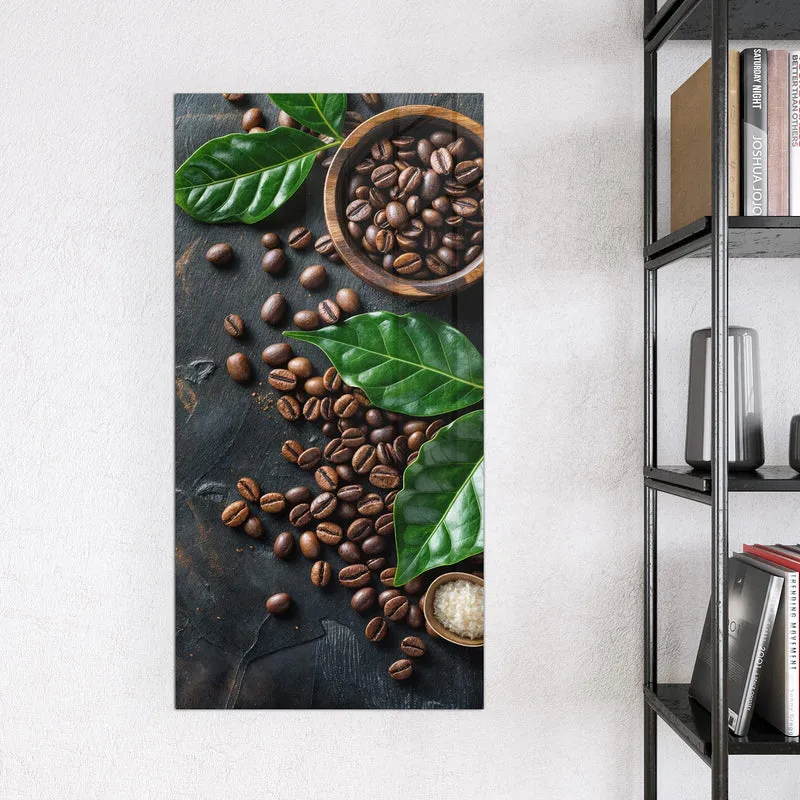 Magnettafel - Kaffeebohnen und Blätter
