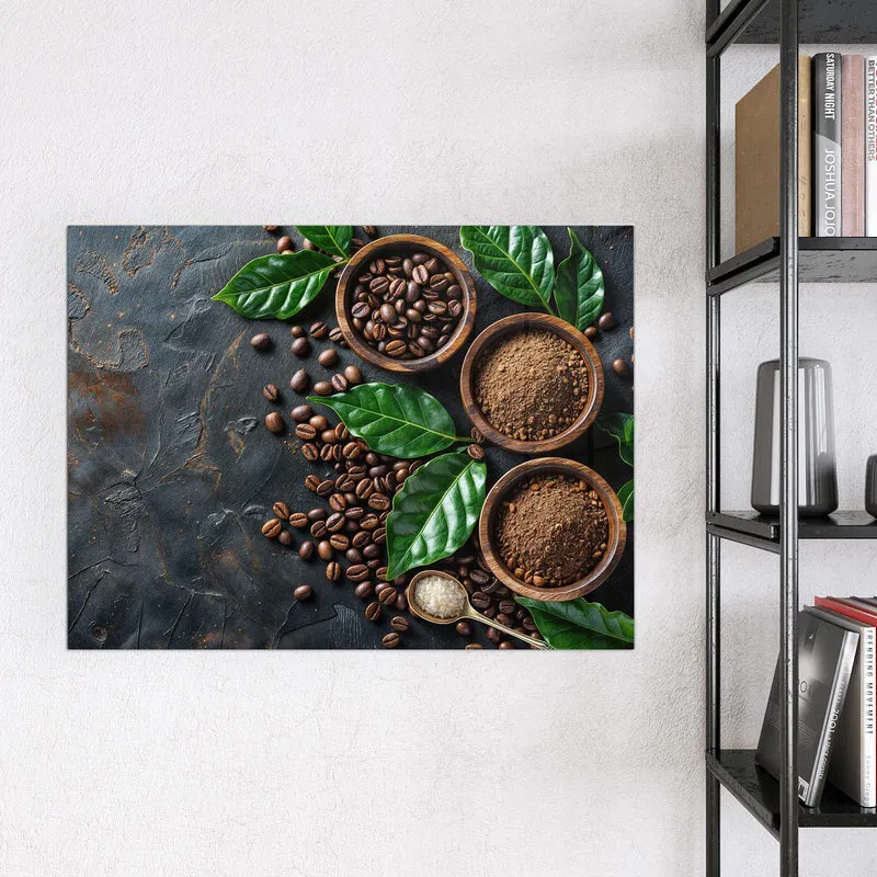 Magnettafel - Kaffeebohnen und Blätter